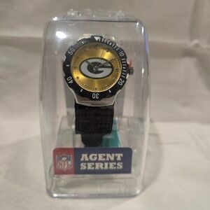 NFL Agent Series‎ Green Bay Packers Gold Face Watch Black Velcro Strap Quartz